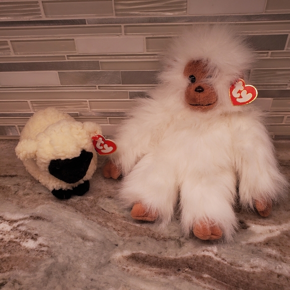 Rare 1990 Gonga the Gorilla and 1995 wooly the sheep TY beanie babies - Picture 1 of 9